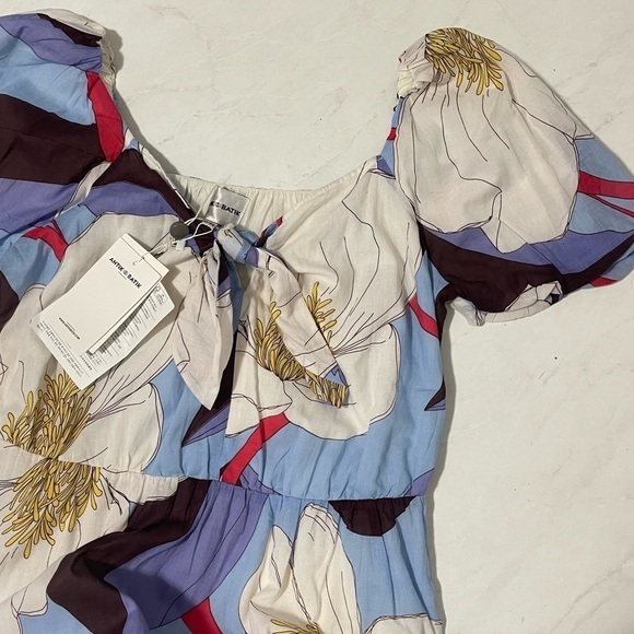 NEW Antik Batik Miami Knotted Floral Print Puff Sleeve Maxi Dress Size Medium - Picture 4 of 7